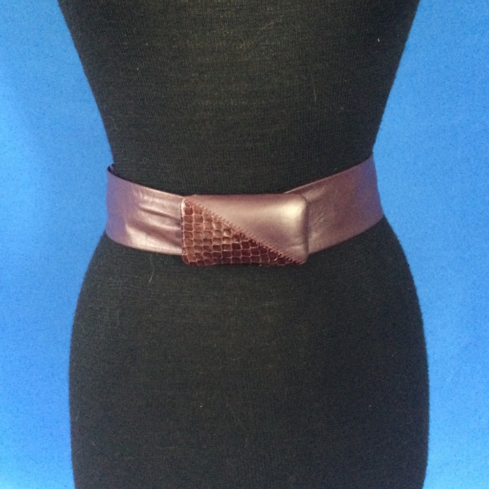Vintage Emmanuel Leather Suede Belt Made in Canada Burgundy Adjustable Small/Med